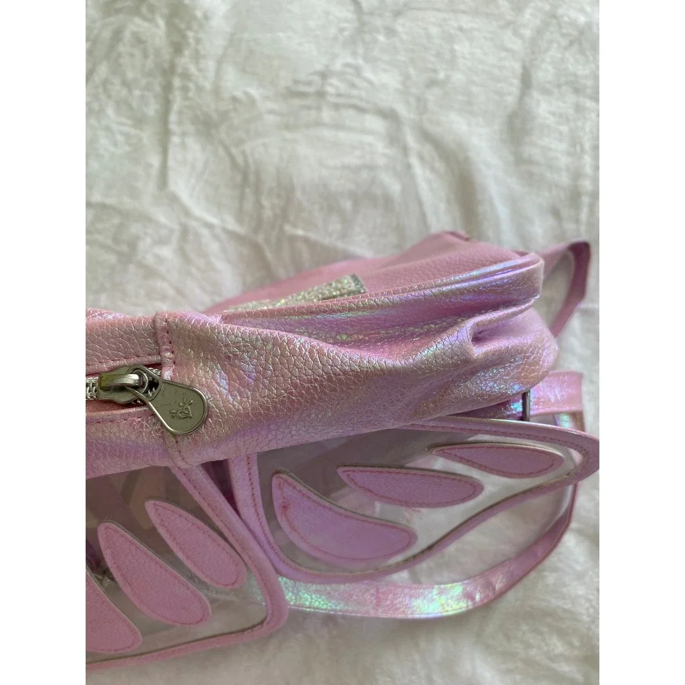 Justice Butterfly Mini Backpack Girls Small Pink Iridescent Letter K Fairycore